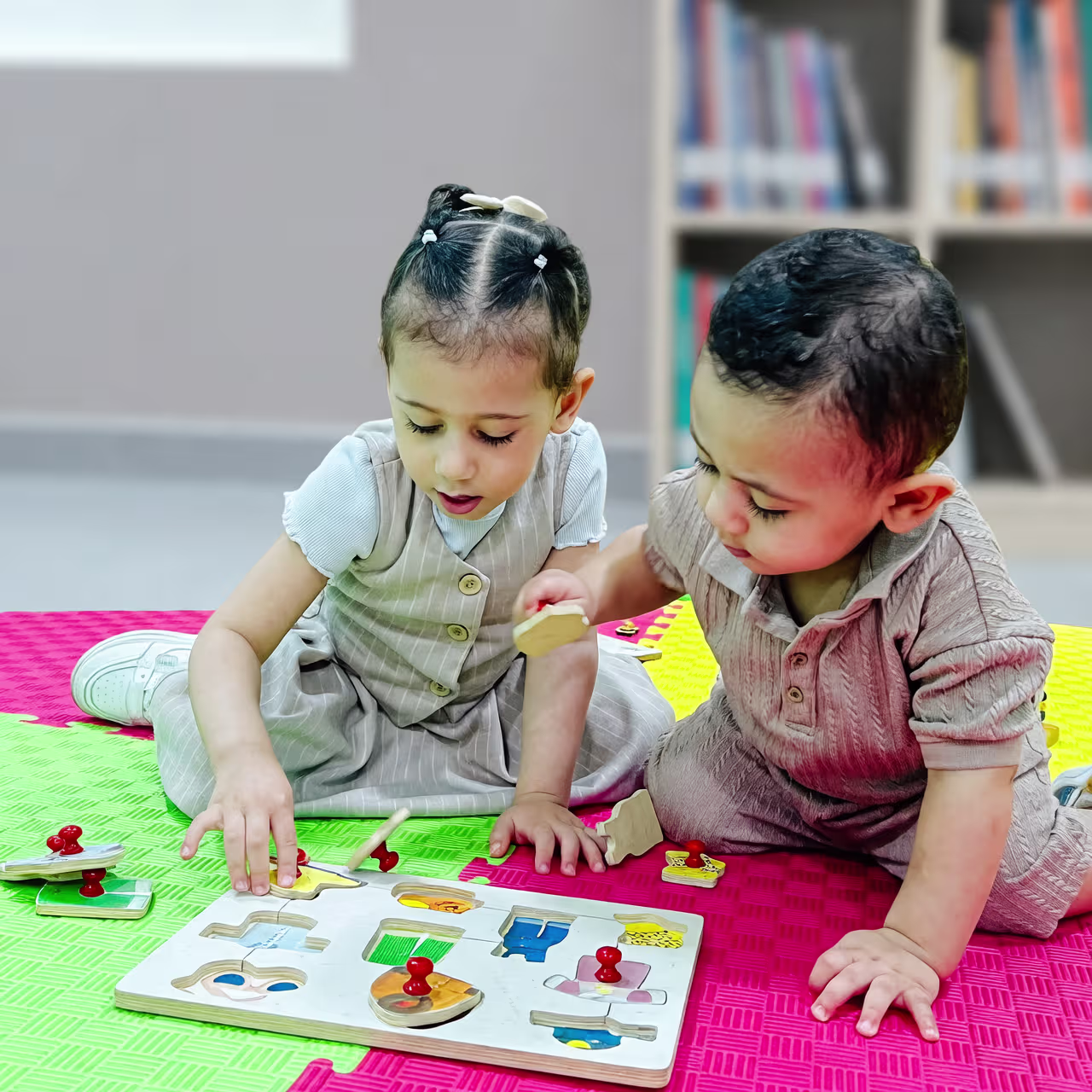 Two kids painting together
